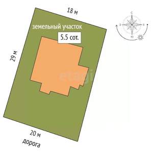 Дом 130м², 1-этажный, участок 6 сот.  