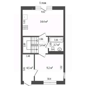 Дом 106м&sup2;, 2-этажный, участок 1 сот.  