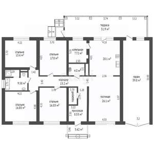 Дом 170м², 1-этажный, участок 7 сот.  