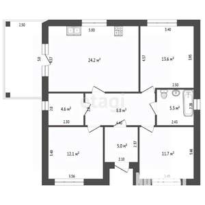 Дом 105м&sup2;, 1-этажный, участок 2 сот.  