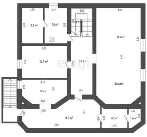 Дом 313м², 2-этажный, участок 6 сот.  