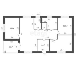 Дом 104м&sup2;, 1-этажный, участок 5 сот.  