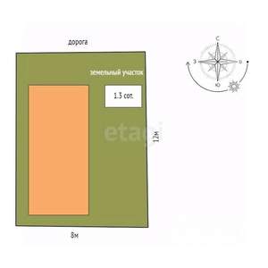 Дом 71м&sup2;, 2-этажный, участок 1 сот.  