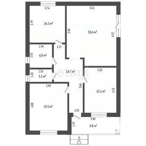 Дом 116м&sup2;, 1-этажный, участок 3 сот.  