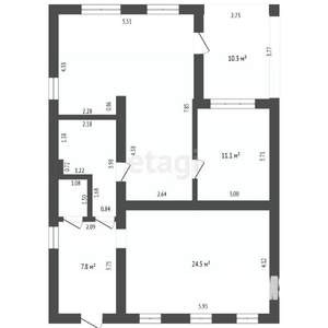 Дом 107м&sup2;, 1-этажный, участок 6 сот.  