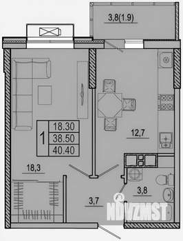 1-к квартира, на длительный срок, 39м2, 24/25 этаж
