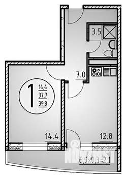 1-к квартира, на длительный срок, 41м2, 8/25 этаж