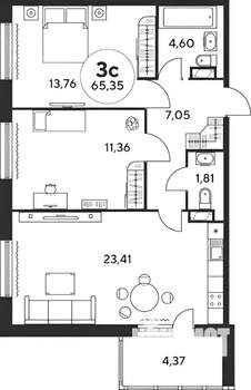 3-к квартира, на длительный срок, 66м2, 11/20 этаж