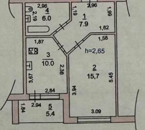 2-к квартира, на длительный срок, 42м2, 2/5 этаж