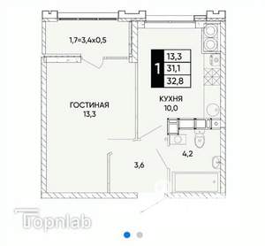 1-к квартира, на длительный срок, 33м2, 18/23 этаж