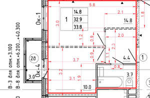 1-к квартира, на длительный срок, 34м2, 12/14 этаж