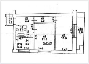 2-к квартира, на длительный срок, 40м2, 2/4 этаж
