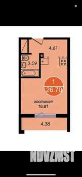 Студия квартира, на длительный срок, 25м2, 19/20 этаж