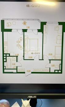 2-к квартира, на длительный срок, 60м2, 8/19 этаж