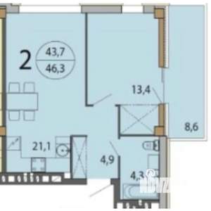 2-к квартира, на длительный срок, 50м2, 12/12 этаж