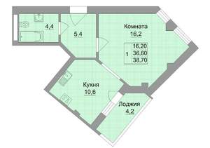1-к квартира, на длительный срок, 41м2, 14/14 этаж