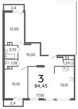 3-к квартира, на длительный срок, 84м2, 18/24 этаж