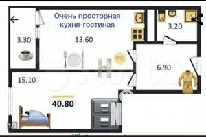 1-к квартира, на длительный срок, 41м2, 24/25 этаж