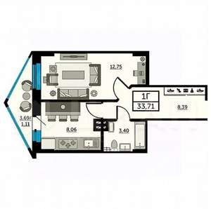 1-к квартира, на длительный срок, 35м2, 11/25 этаж