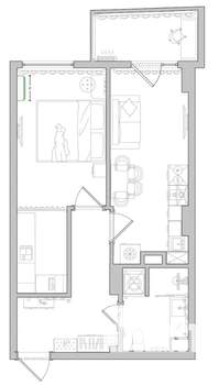 1-к квартира, на длительный срок, 45м2, 6/25 этаж