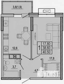 1-к квартира, на длительный срок, 42м2, 24/25 этаж