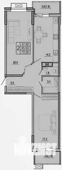2-к квартира, на длительный срок, 71м2, 21/25 этаж