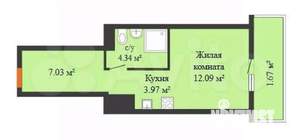 Студия квартира, на длительный срок, 33м2, 4/21 этаж