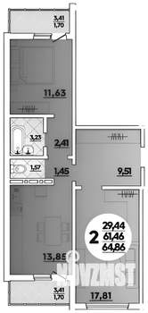 2-к квартира, на длительный срок, 65м2, 5/18 этаж