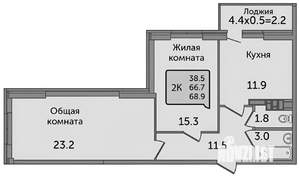 2-к квартира, на длительный срок, 70м2, 17/26 этаж