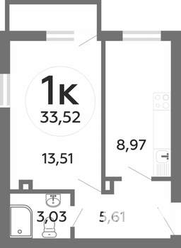 1-к квартира, на длительный срок, 33м2, 13/26 этаж