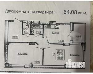 2-к квартира, на длительный срок, 60м2, 5/25 этаж