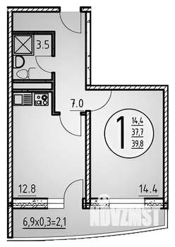 1-к квартира, на длительный срок, 42м2, 22/26 этаж