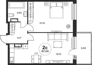 2-к квартира, на длительный срок, 49м2, 17/21 этаж