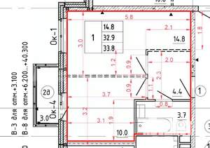 1-к квартира, на длительный срок, 34м2, 12/14 этаж