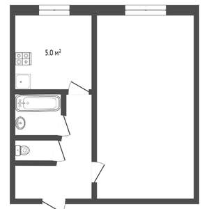1-к квартира, на длительный срок, 31м2, 1/5 этаж