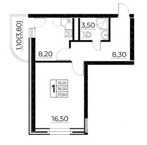 1-к квартира, на длительный срок, 40м2, 24/25 этаж