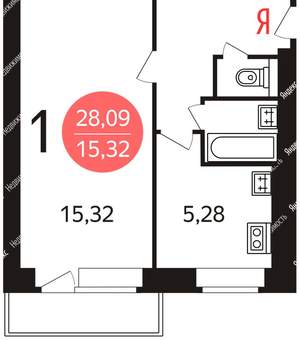1-к квартира, на длительный срок, 28м2, 8/18 этаж