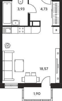 Студия квартира, вторичка, 29м2, 13/25 этаж