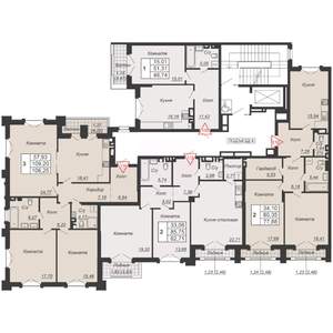 2-к квартира, вторичка, 78м2, 3/7 этаж