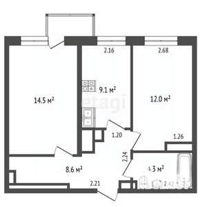 2-к квартира, вторичка, 48м2, 17/25 этаж