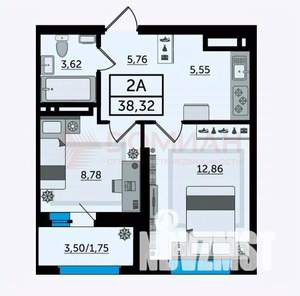 2-к квартира, вторичка, 38м2, 8/22 этаж
