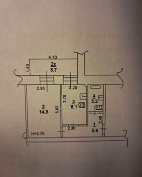 1-к квартира, вторичка, 35м2, 2/4 этаж
