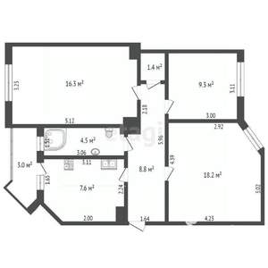 3-к квартира, вторичка, 67м2, 2/6 этаж