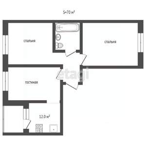 3-к квартира, вторичка, 70м2, 3/4 этаж