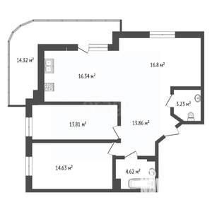 2-к квартира, вторичка, 83м2, 15/24 этаж