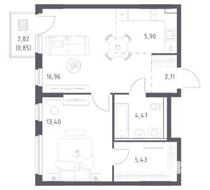 1-к квартира, вторичка, 49м2, 12/17 этаж