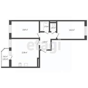 2-к квартира, вторичка, 64м2, 7/20 этаж