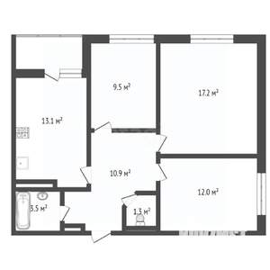 3-к квартира, вторичка, 69м2, 13/24 этаж