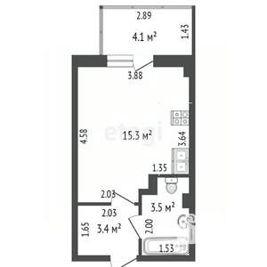 Студия квартира, вторичка, 24м2, 3/25 этаж