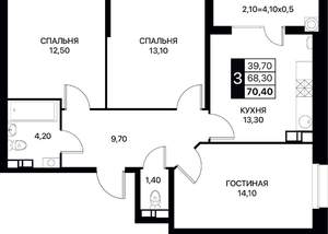 3-к квартира, вторичка, 77м2, 5/12 этаж